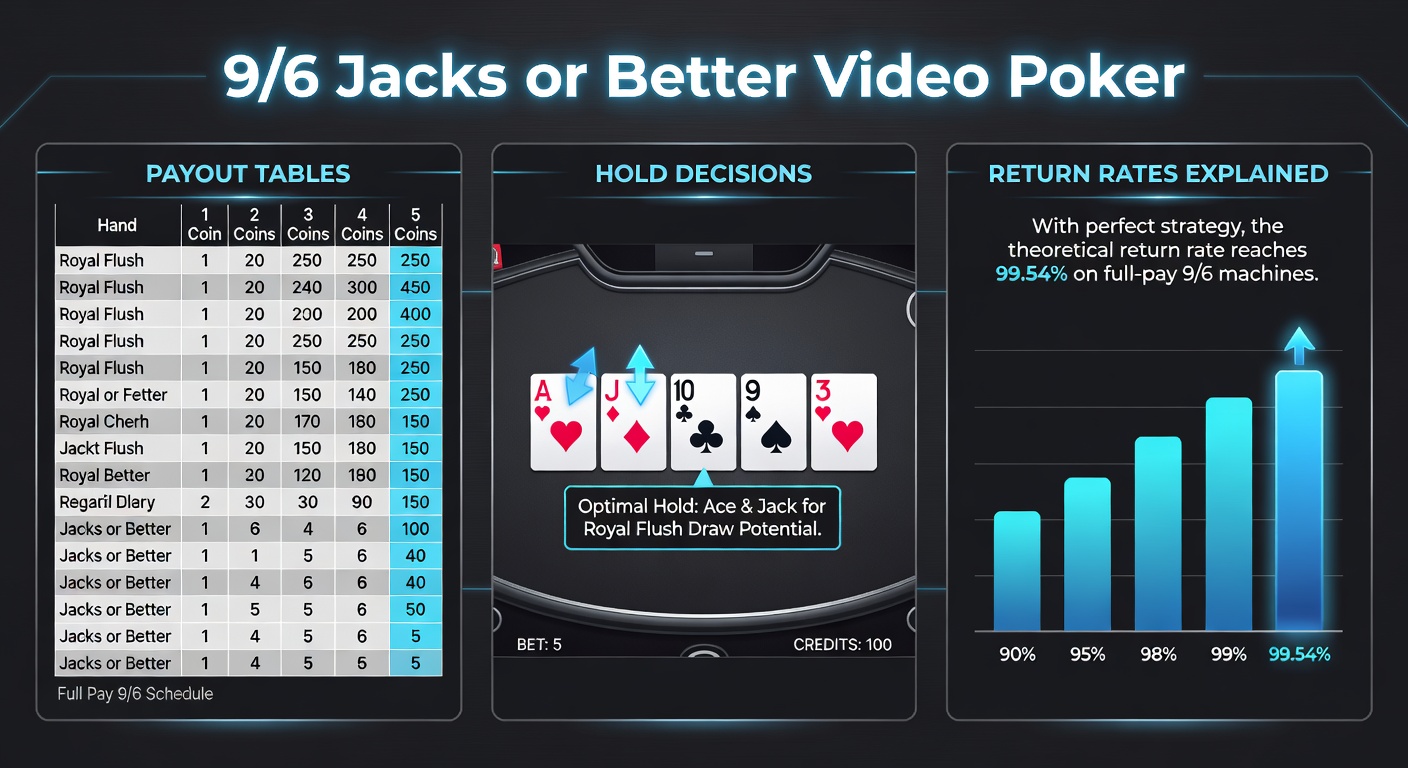 Detailed strategy chart for optimal hold decisions in 9/6 Jacks or Better video poker