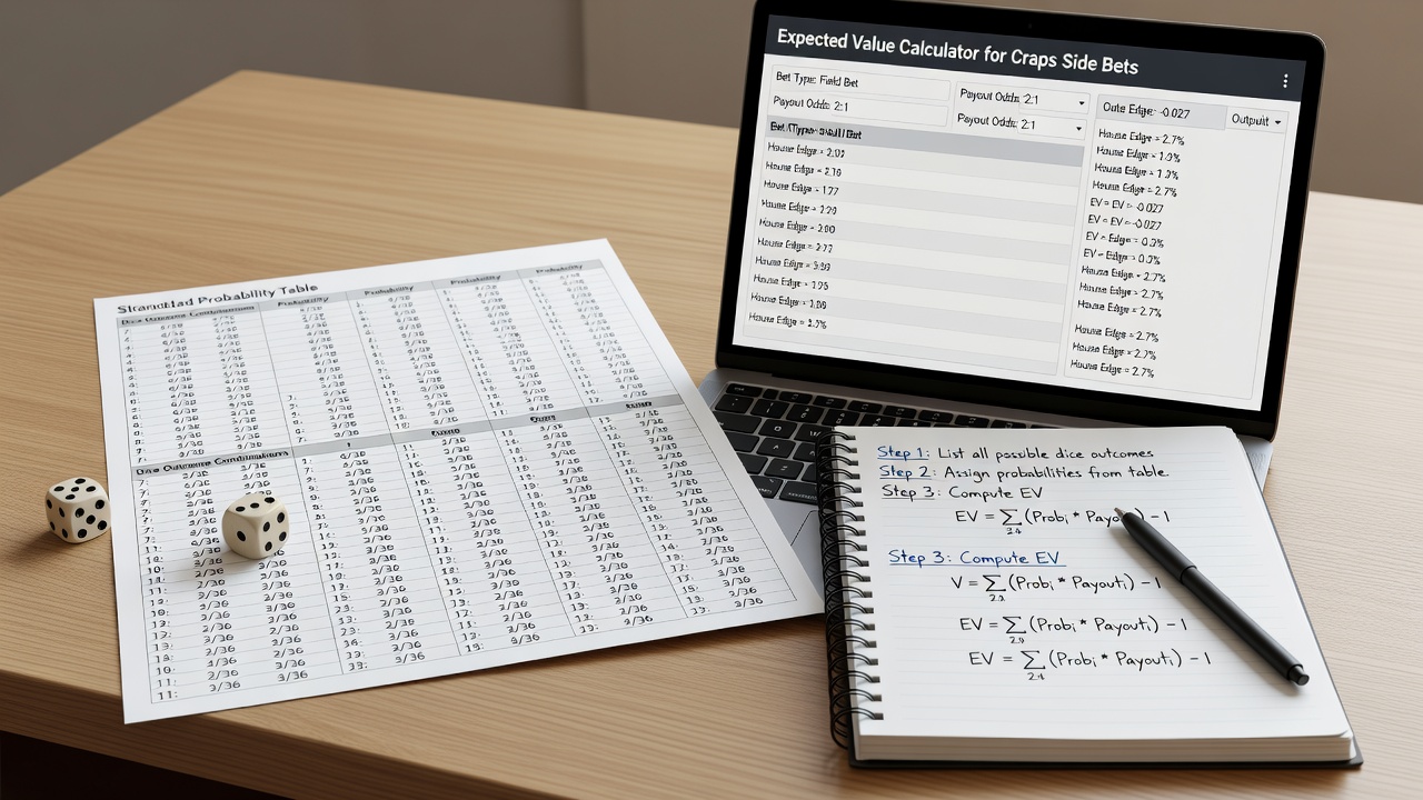 Detailed probability breakdown chart for multiple craps side bets with dice outcome counts