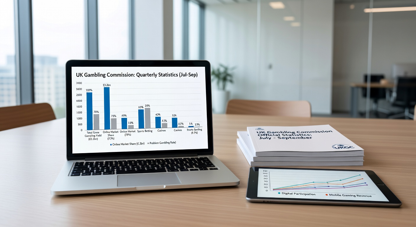 Infographic comparing remote versus land-based GGY in the UK gambling industry for Q2 2025-2026, with pie charts and bar graphs