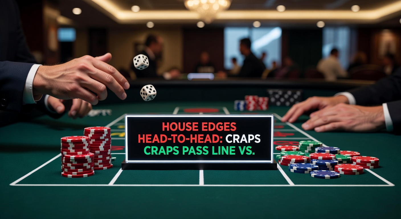 Close-up comparison chart of house edges for craps, blackjack, and roulette bets on a casino analytics dashboard