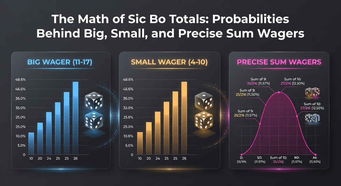 Three red Sic Bo dice showing a total sum on a casino table, highlighting the core of total wagers